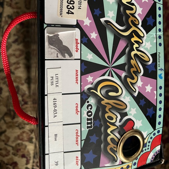 Irregular Choice Navy and Brown Floral Heels with cat Detail - Picture 3 of 6